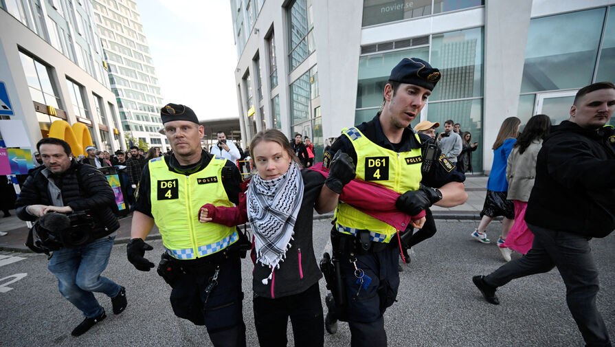 Полиция силой увела Грету Тунберг с акции в поддержку Палестины в Швеции