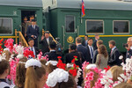 Председатель государственных дел КНДР Ким Чен Ын, прибывший на ж/д станцию Артем-Приморский 1, 16 сентября 2023 года