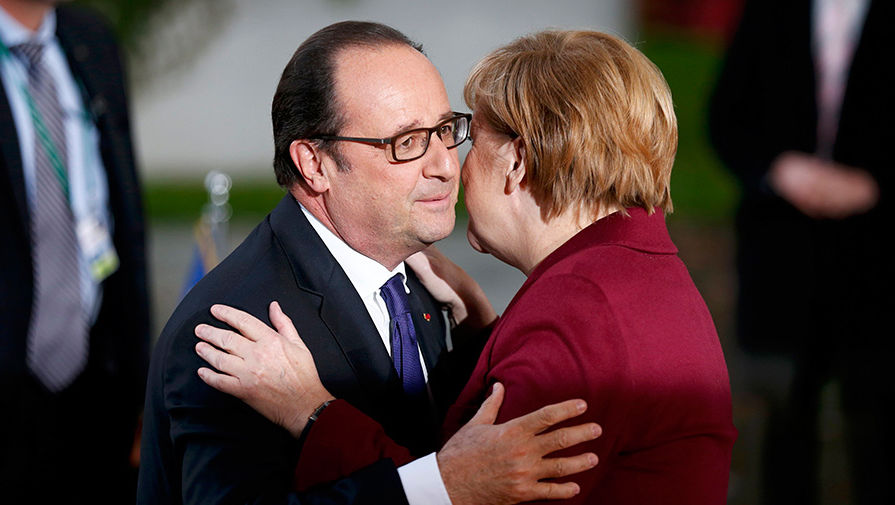 Президент Франции Франсуа Олланд и канцлер Германии Ангела Меркель 