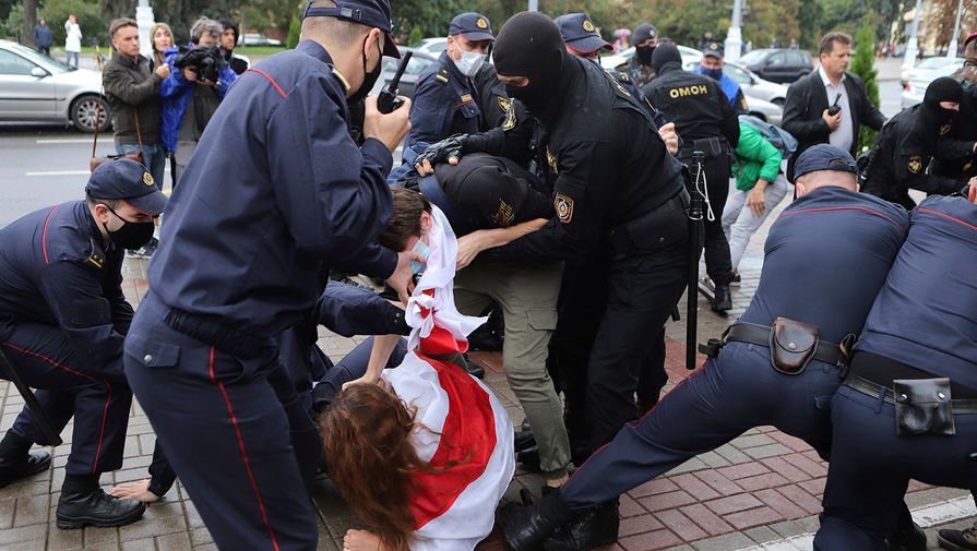 Во время протестов в&nbsp;Минске, 1 сентября 2020 года