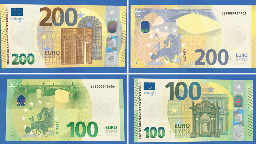 Новые банкноты в&nbsp;размере €100 и €200, которые выйдут в&nbsp;обращение 28 мая 2019 года