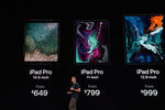 Цены на iPad Pro во время презентации Apple в Бруклине, Нью-Йорк, 30 октября 2018 года