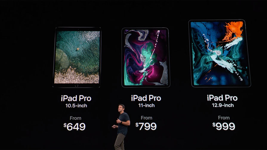 Цены на&nbsp;iPad Pro во время презентации Apple в&nbsp;Бруклине, Нью-Йорк, 30 октября 2018 года