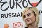 Певица Полина Гагарина (Россия) на пресс-конференции участников конкурса «Евровидение-2015»