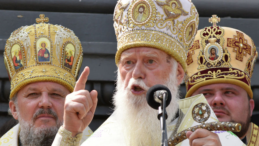 Глава Украинской православной церкви Киевского патриархата патриарх Филарет во время молебна в Киеве, июль 2016 года