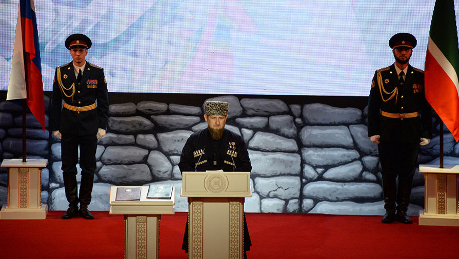 Рамзан Кадыров во время церемонии инаугурации в&nbsp;Грозном