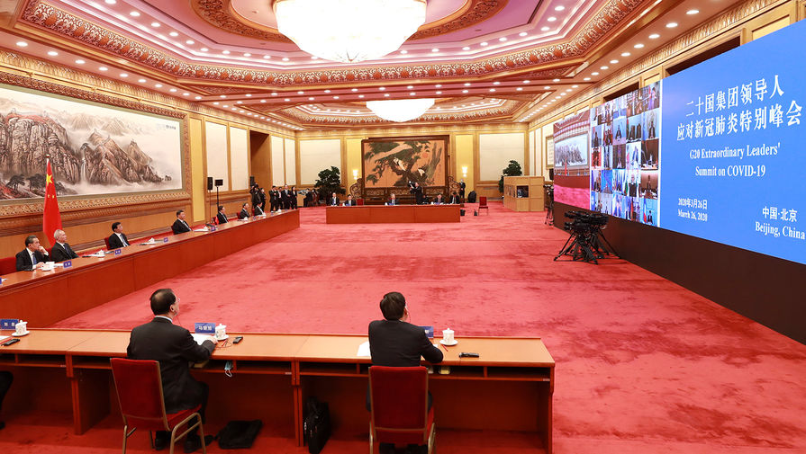Председатель КНР Си Цзиньпин во время виртуального саммита G20, 26 марта 2020 года