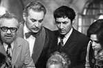 Актеры Ольга Аросева, Борис Рунге (слева), Спартак Мишулин (2-й справа) во время съемок телепередачи &laquo;Кабачок &laquo;13 стульев&raquo;, 1969&nbsp;год