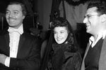 Актер Кларк Гейбл, актриса Вивьен Ли и продюсер Дэвид О. Селзник на съемках фильма, 1939 год