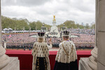 Король Великобритании Карл III и королева Камилла на балконе Букингемского дворца после церемонии коронации в Лондоне, 6 мая 2023 года
