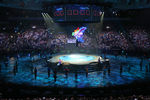 Во время церемонии открытия 16-го чемпионата мира ФИНА по водным видам спорта в Ледовом дворце «Татнефть Арена»