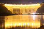 Ночная подсветка на Саяно-Шушенской ГЭС