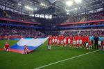 Игроки сборной России перед началом товарищеского матча с командой Турции