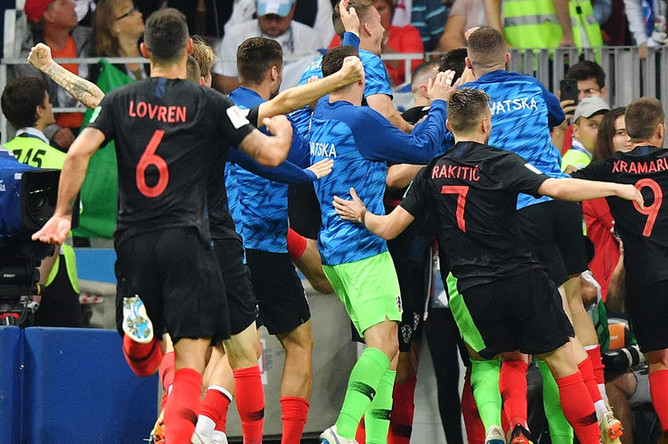 Во время полуфинального матча чемпионата мира по футболу между сборными Хорватии и Англии, 11 июля 2018 года