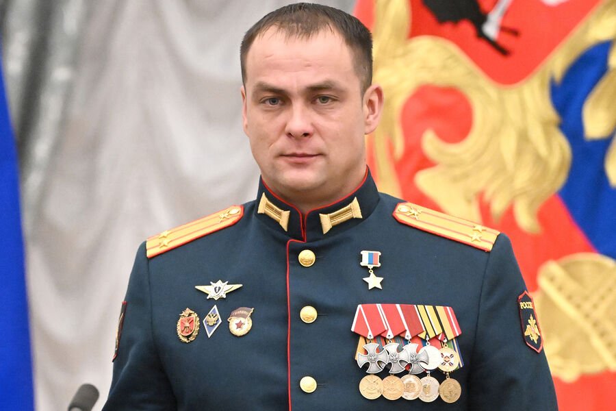 Подполковник Ирек Магасумов во время вручения государственных наград в Кремле, 2023 год