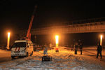 Работы по ликвидации последствий подрыва неизвестными лицами железнодорожного моста через объездную автомобильную дорогу Славянск-Донецк-Мариуполь