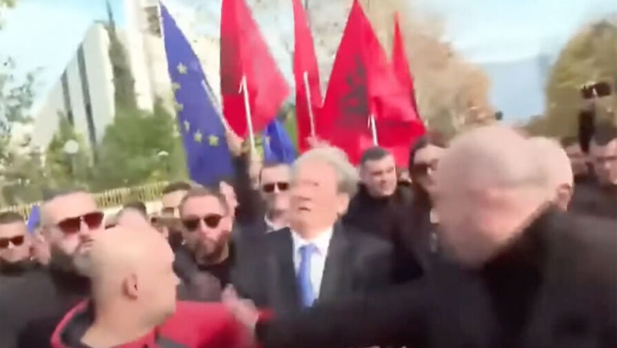 Неизвестный ударил экс-президента Албании Беришу кулаком в лицо на акции протеста