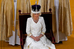 Королева Камилла во время церемонии коронации в Вестминстерском аббатстве, Лондон, 6 мая 2023 года
