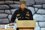Рамзан Кадыров во время церемонии инаугурации в Грозном