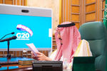 Король Саудовской Аравии Салман ибн Абдул-Азиз Аль Сауд во время виртуального саммита G20, 26 марта 2020 года 