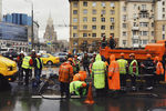 Ситуация на улице Новый Арбат в Москве после провала грунта, 18 апреля 2018 года