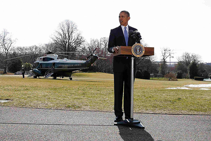 Президент США Барак Обама во время выступления с&nbsp;заявлением по&nbsp;ситуации на&nbsp;Украине