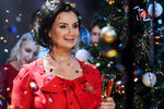 Телеведущая Екатерина Стриженова на съемках новогодней программы на Первом канале, 2016 год
