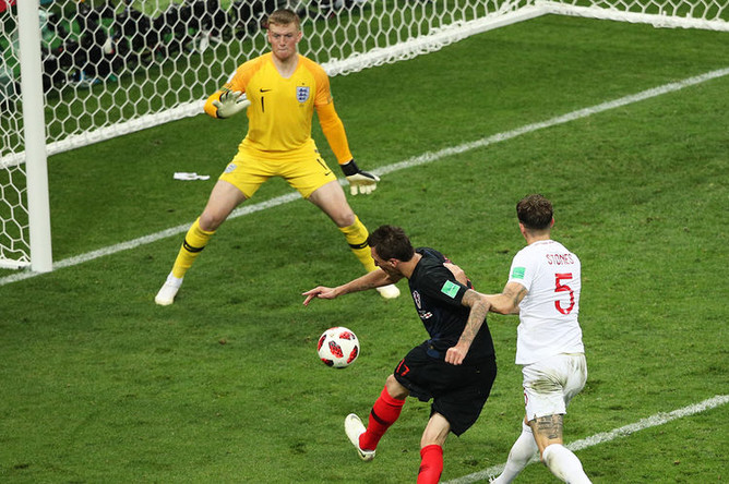 Во время полуфинального матча чемпионата мира по футболу между сборными Хорватии и Англии, 11 июля 2018 года