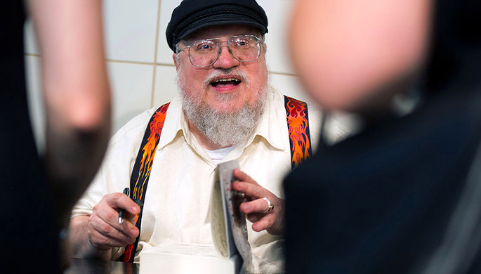 Джордж Р.Р. Мартин во время презентации своей книги
