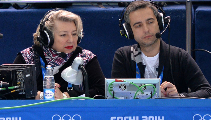 2014 год. Тренер по фигурному катанию Татьяна Тарасова и спортивный комментатор Василий Соловьев во...