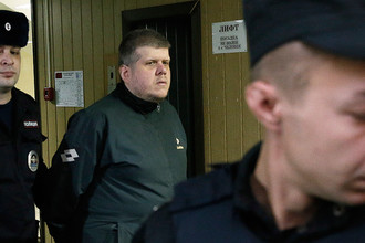 Лидер религиозной секты Андрей Попов («бог Кузя») во время рассмотрения по существу уголовного дела в Пресненском суде, 18 декабря 2017 года