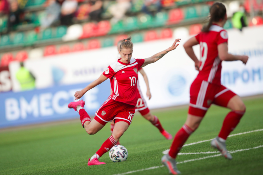 Эпизод матча женской сборной России по футболу
