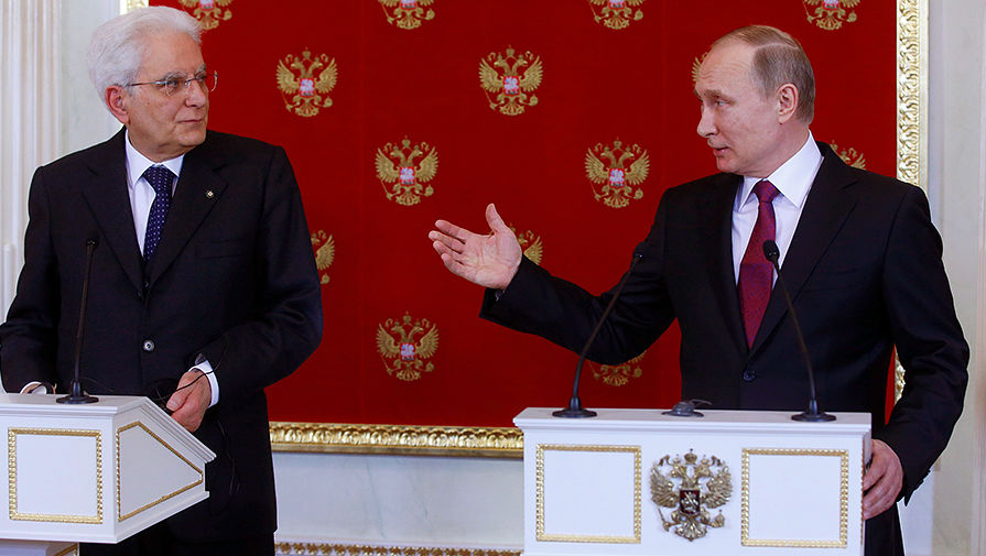 Президент Италии Серджо Маттарелла и Владимир Путин