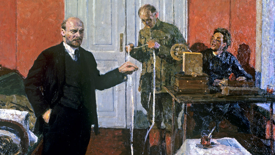 Репродукция картины Игоря Грабаря «В.И. Ленин у прямого провода», 1933 год. Холст, масло.