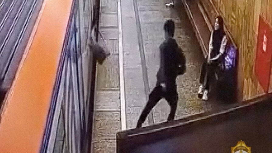 В московском метро молодой человек набросился с рюкзаком на поезд