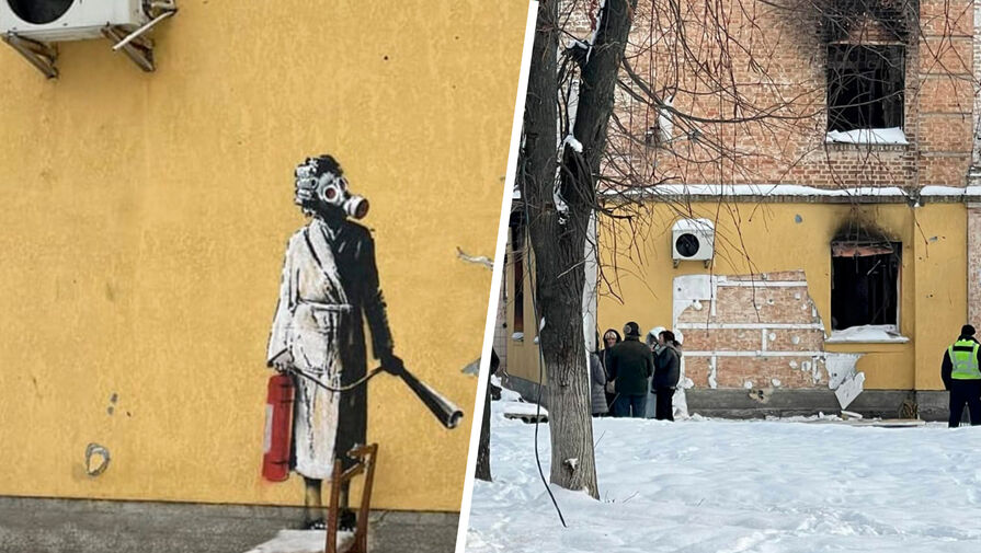 Украинская полиция задержала вандалов, срезавших граффити Бэнкси со здания в Гостомеле