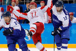 Во время матча группового этапа на XXIII зимних Олимпийских играх по хоккею: Словакия — Россия, 14 февраля 2018 года