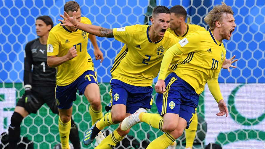 Во время матча 1/8 финала чемпионата мира по&nbsp;футболу между&nbsp;сборными Швеции и Швейцарии, 3 июля 2018 года
