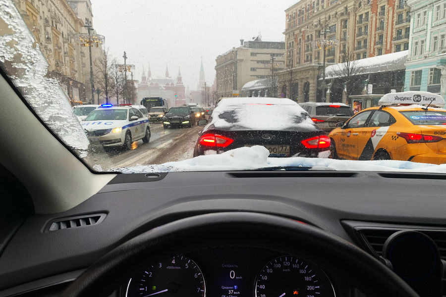 Пробка на&nbsp;Тверской улице в&nbsp;Москве, 7&nbsp;декабря 2021&nbsp;года