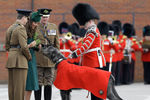 Кейт, герцогиня Кембриджская, во время посещения 1-го батальона Ирландской гвардии на параде в День святого Патрика в Англии, 17 марта 2014 года. 