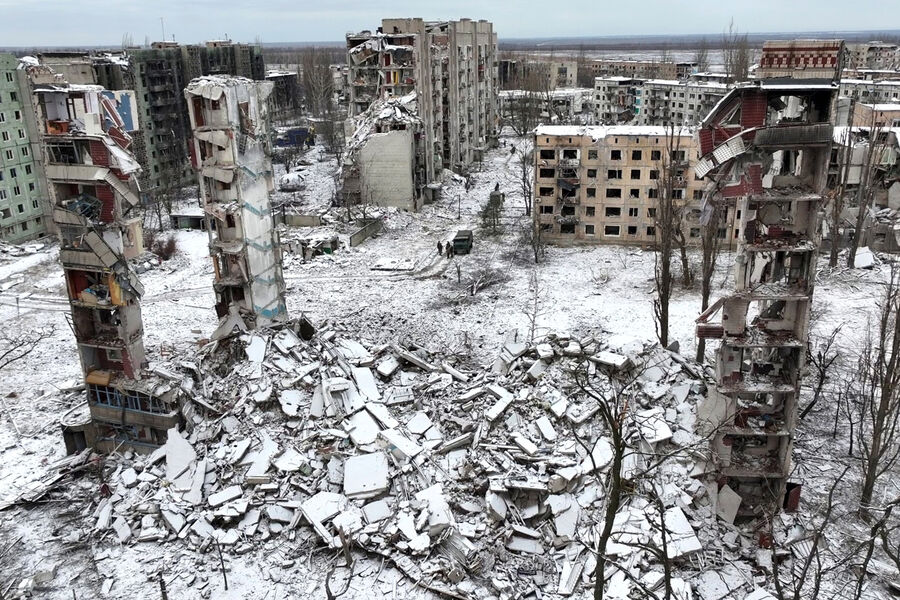 Разрушенные дома на&nbsp;одной из&nbsp;улиц в&nbsp;Авдеевке, 19&nbsp;февраля 2024&nbsp;года