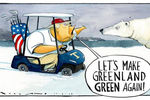 Надпись на карикатуре «Сделаем Гренландию снова зеленой!»