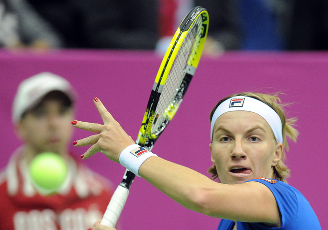 Светлана Кузнецова в&nbsp;матче с&nbsp;Карлой Суарес-Наварро также не испытала особых проблем