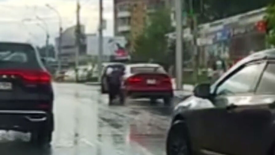 Двое неизвестных набросились на водителя Lexus в Новосибирске и попали на видео
