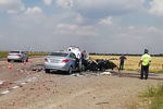 На месте столкновения автомобилей Mercedes, ВАЗ- 21099 и Hyundai Solaris на трассе Краснодар — Кропоткин. В результате аварии погибли 3 человека: водитель и двое пассажиров автомобиля ВАЗ-21099, 4 июля 2019 года