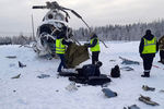 Вертолет Ми-8 авиакомпании «КрасАвиа» после жесткой посадки с опрокидыванием на бок в районе населенного пункта Байкит