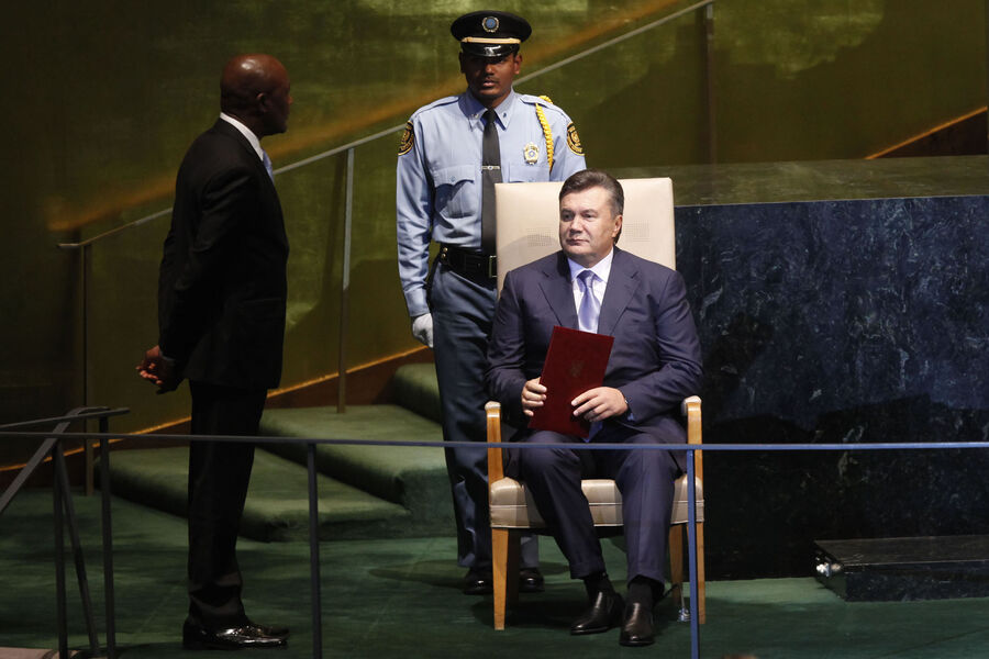 Президент Украины Виктор Янукович во время 66-й сессии Генеральной Ассамблеи ООН, Нью-Йорк, 21&nbsp;сентября 2011&nbsp;года