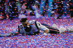 Игрок Нью-Ингленд Пэтриотс Кайл ван Ной празднует победу в финальном матче сезона NFL (Супербоуле-2019) 