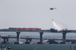 Тушение пожара на одном из участков Крымского моста, 8 октября 2022 года
