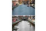 Канал Сен-Мартен до слива воды (верхняя фотография) и после (нижняя фотография)
